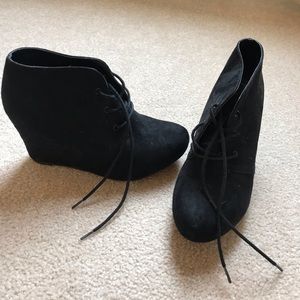 Xappeal Lace Up Wedge Booties